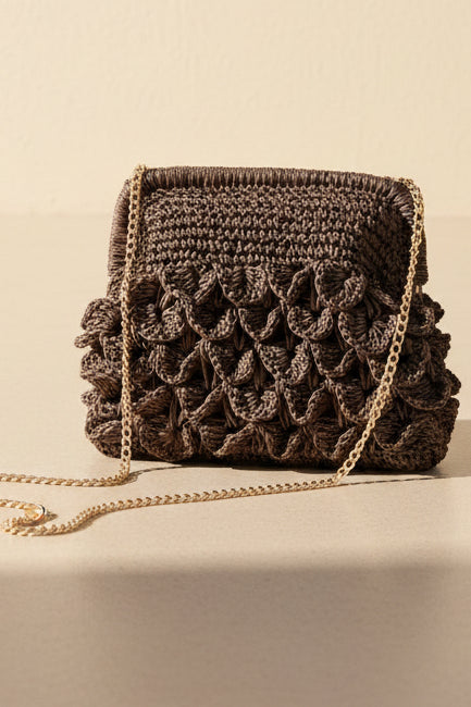 Scallop Raffia Clutch Bag