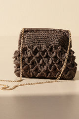 Scallop Raffia Clutch Bag