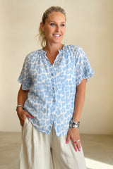 Tina Short Sleeve Blouse - Animal Print