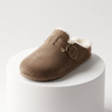 Fur-Lined Buckle Mule