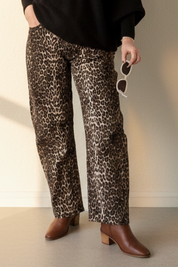 Barrel Leg Animal Print Jeans