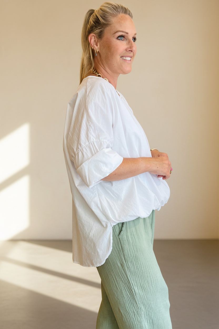 Bubble Front V Neck  Top