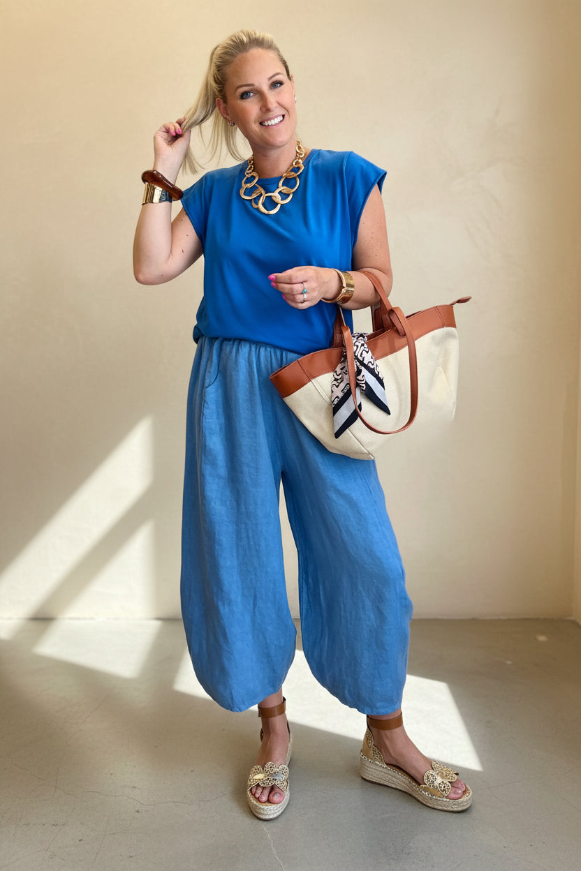 Linen Barrel Leg Cullottes