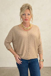 Ginger batwing button light knit