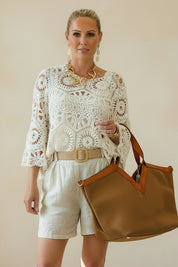 Linen Shorts with Raffia Belt