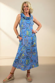 Painted Fishes Linen Dress