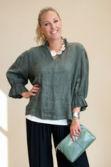 Frill Collar and Cuff Linen Shirt