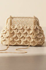 Scallop Raffia Clutch Bag