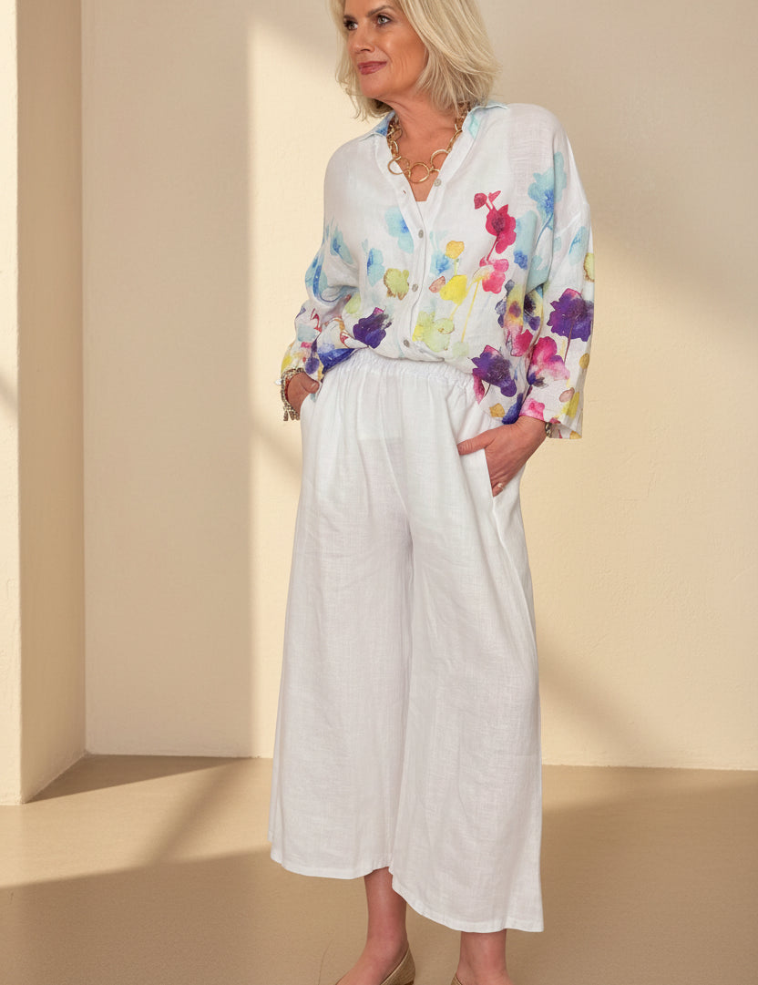 Linen Wide Leg Cullottes