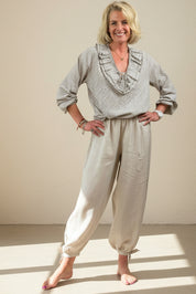 Linen Bow Tie Harem Pants