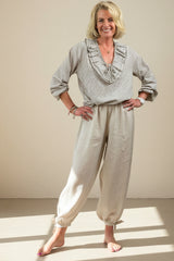 Linen Bow Tie Harem Pants