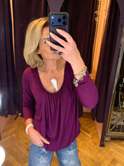 Balloon Hem Long Sleeve Top