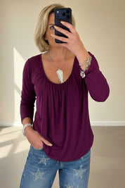 Balloon Hem Long Sleeve Top