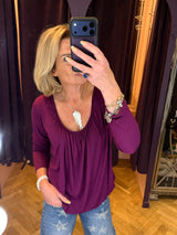 Balloon Hem Long Sleeve Top