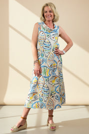 Painted Fishes Linen Dress