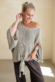 Loose Cotton Weave Tie Jumper