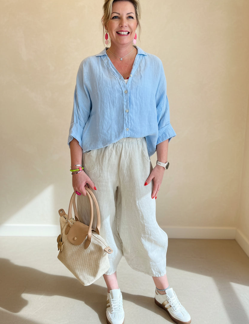 Linen Barrel Leg Cullottes