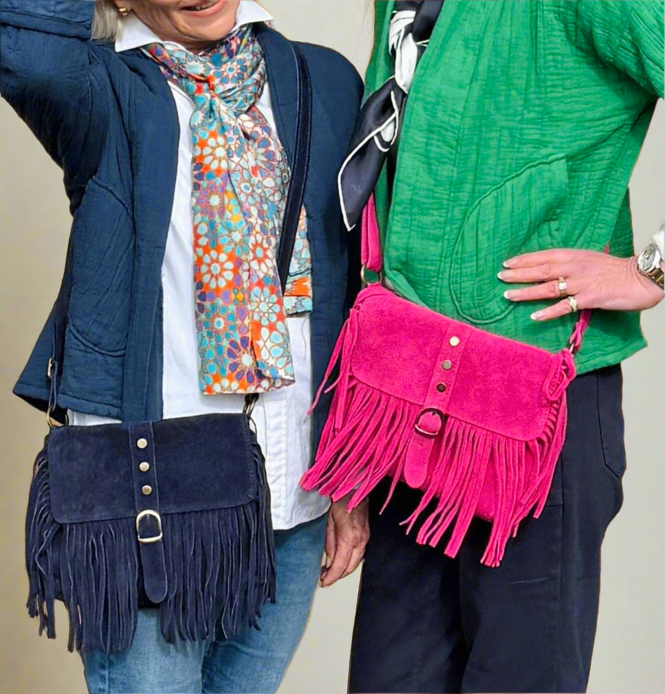 Suede Fringed Messenger Bag