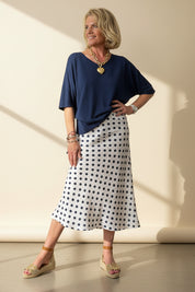 Dotty Bias Linen Skirt