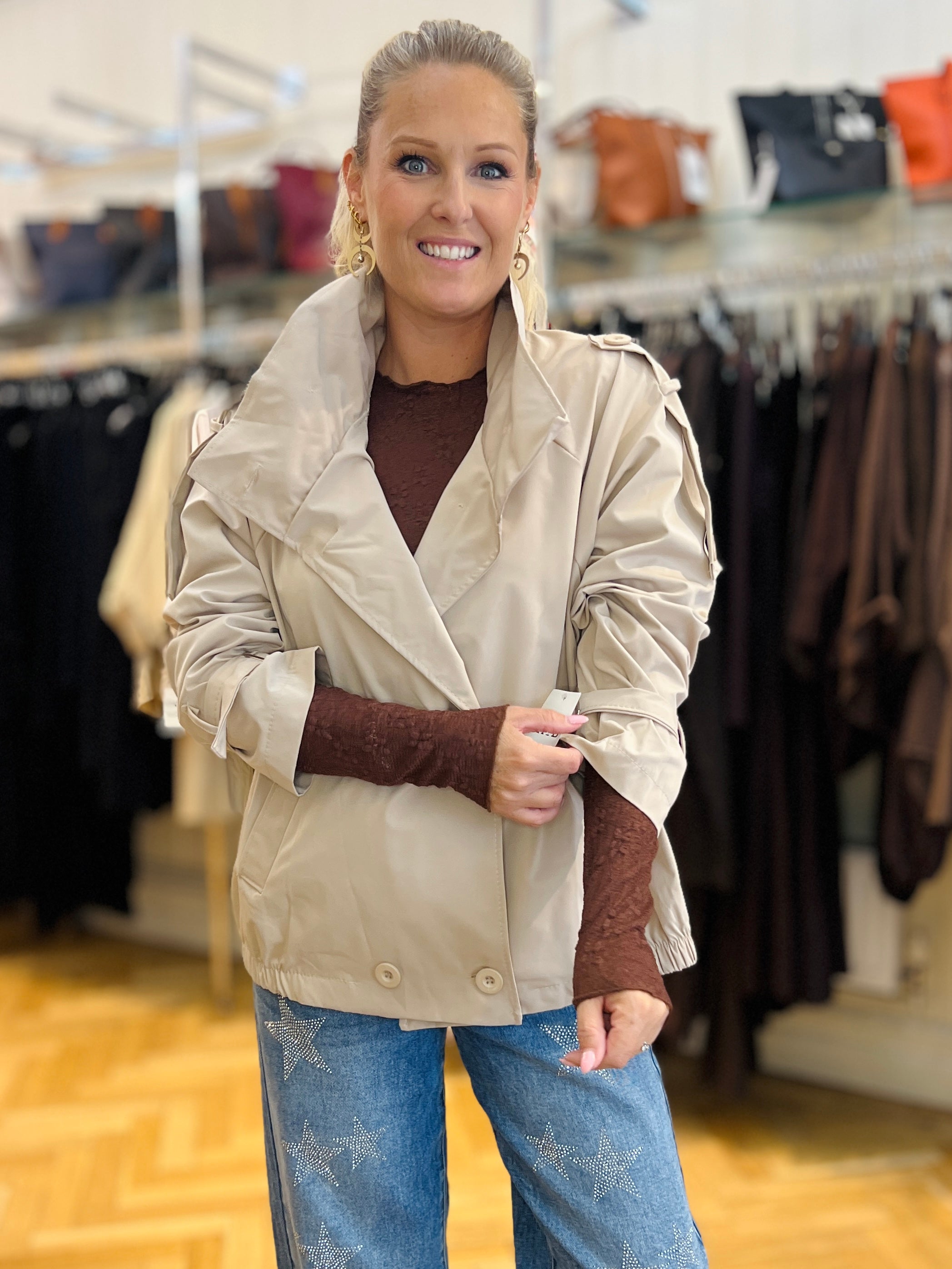 Funnel Neck Trench Jacket