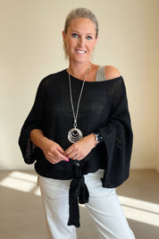 Loose Cotton Weave Tie Jumper