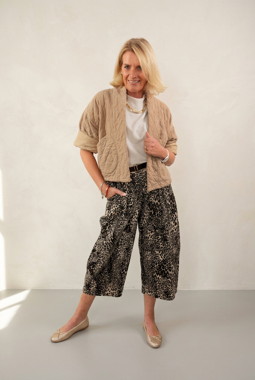 Velvet-Touch Animal Barrel Trousers