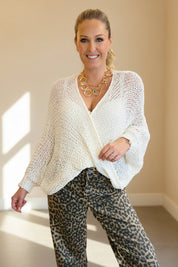 Textured Stitch Cross Over Batwing