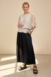 Tapered Hem Silky Palazzo Pants