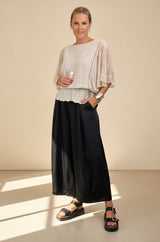 Tapered Hem Silky Palazzo Pants