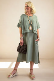 2 Piece Linen and Mesh Dress