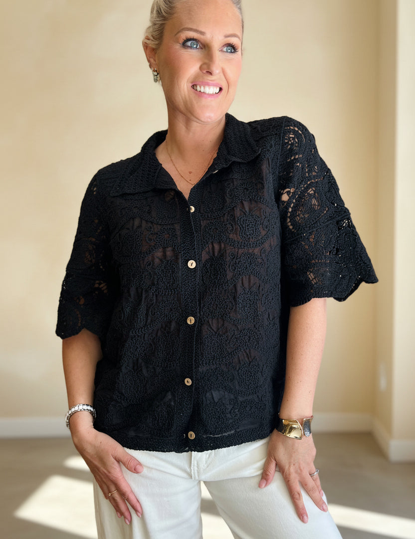 Crochet Collared Shirt