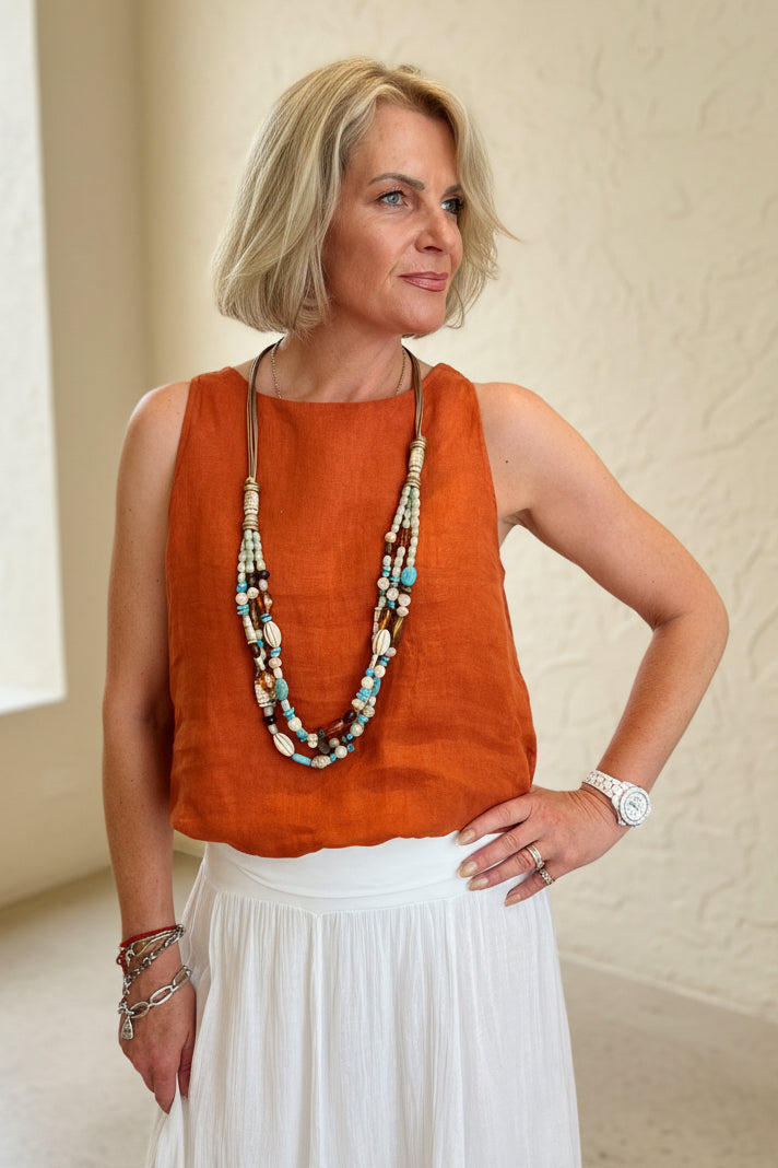 Linen Bubble Hem Top