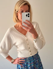 Balloon Sleeve Italian Knit Cardi