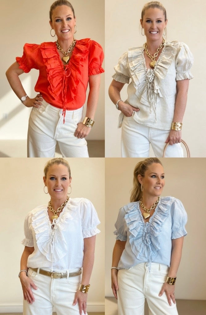 Linen Ruffle Top