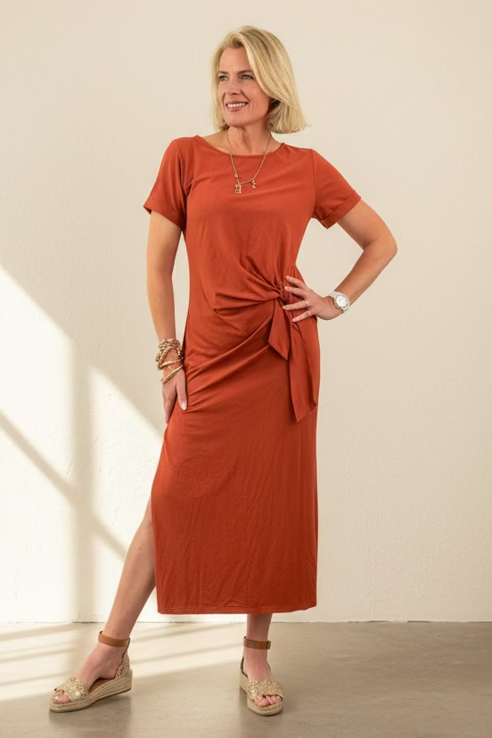 Side Knot T Shirt Dress