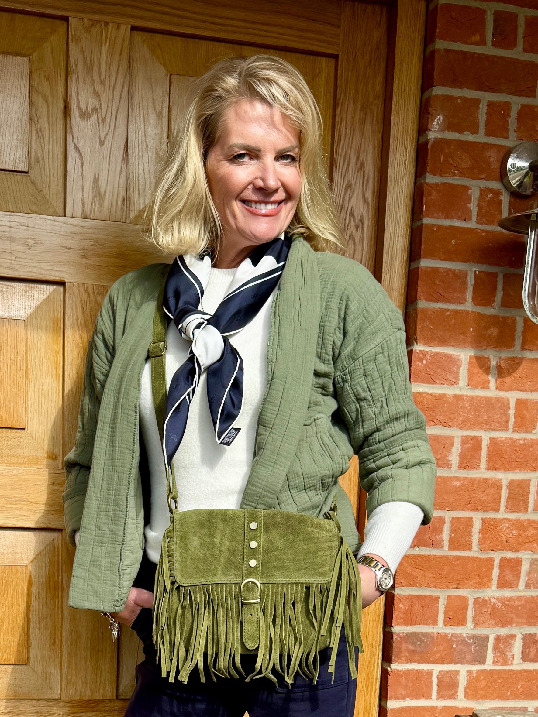 Suede Fringed Messenger Bag