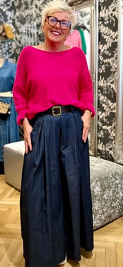 Super Wide Stretch Denim Cullottes