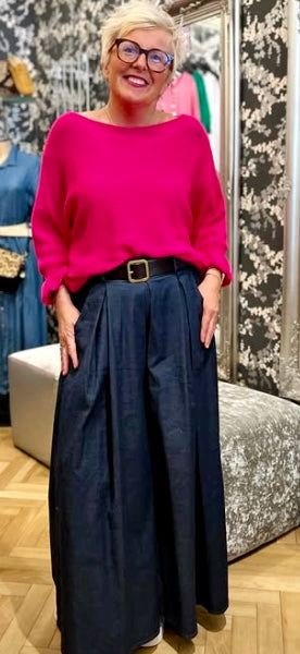 Super Wide Stretch Denim Cullottes