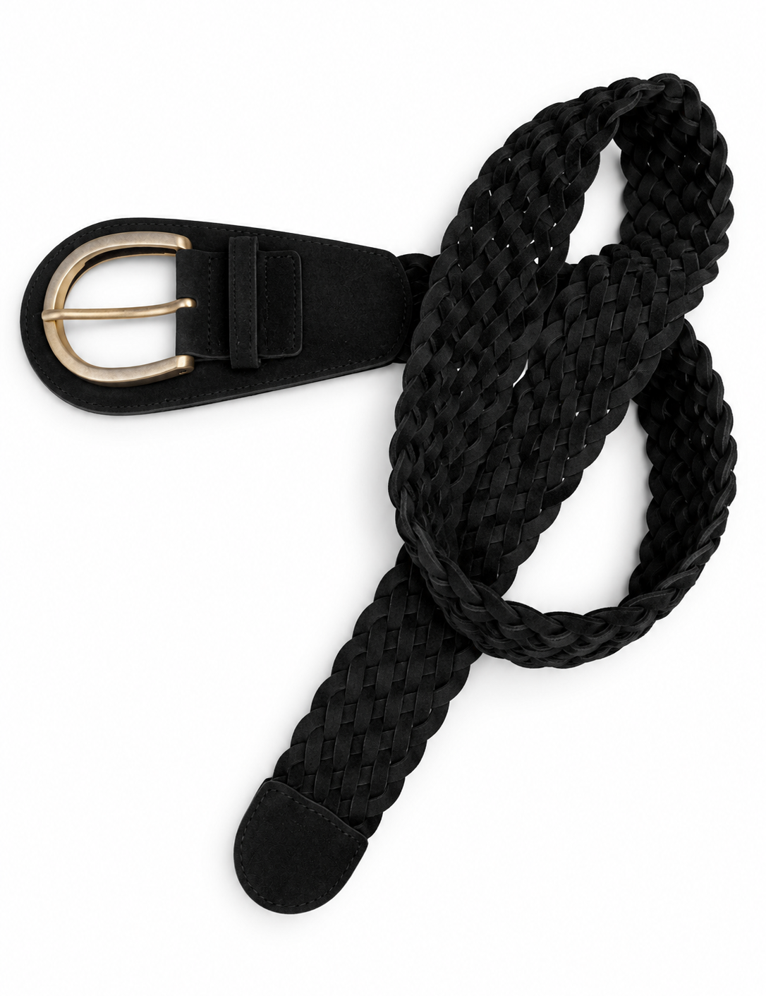 Black woven suede belt
