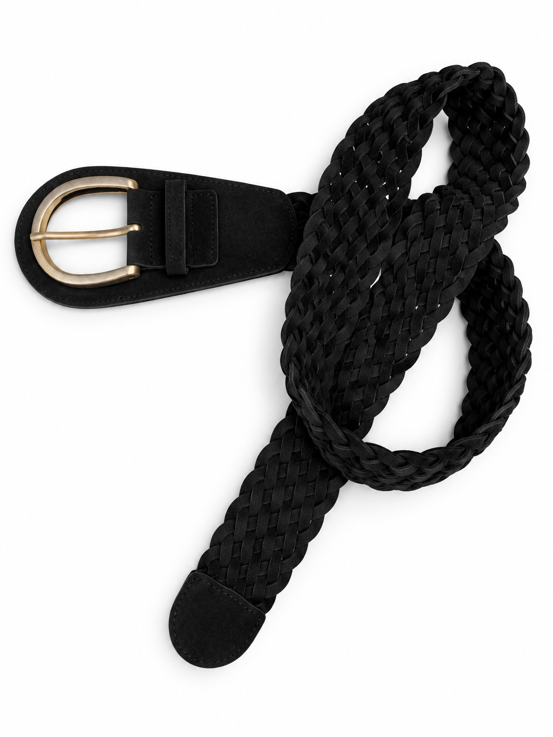 Black woven suede belt