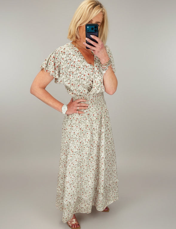 Ditsy Print  Tiered Dress