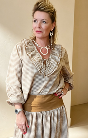 Valentine Gingham Frilly Front Shirt