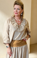 Valentine Gingham Frilly Front Shirt
