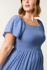 Flutter Sleeve Tiered Midi Dress (Curve Range)
