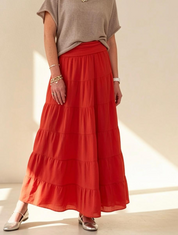 Tiered Cotton Maxi Skirt