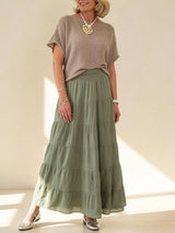 Tiered Cotton Maxi Skirt