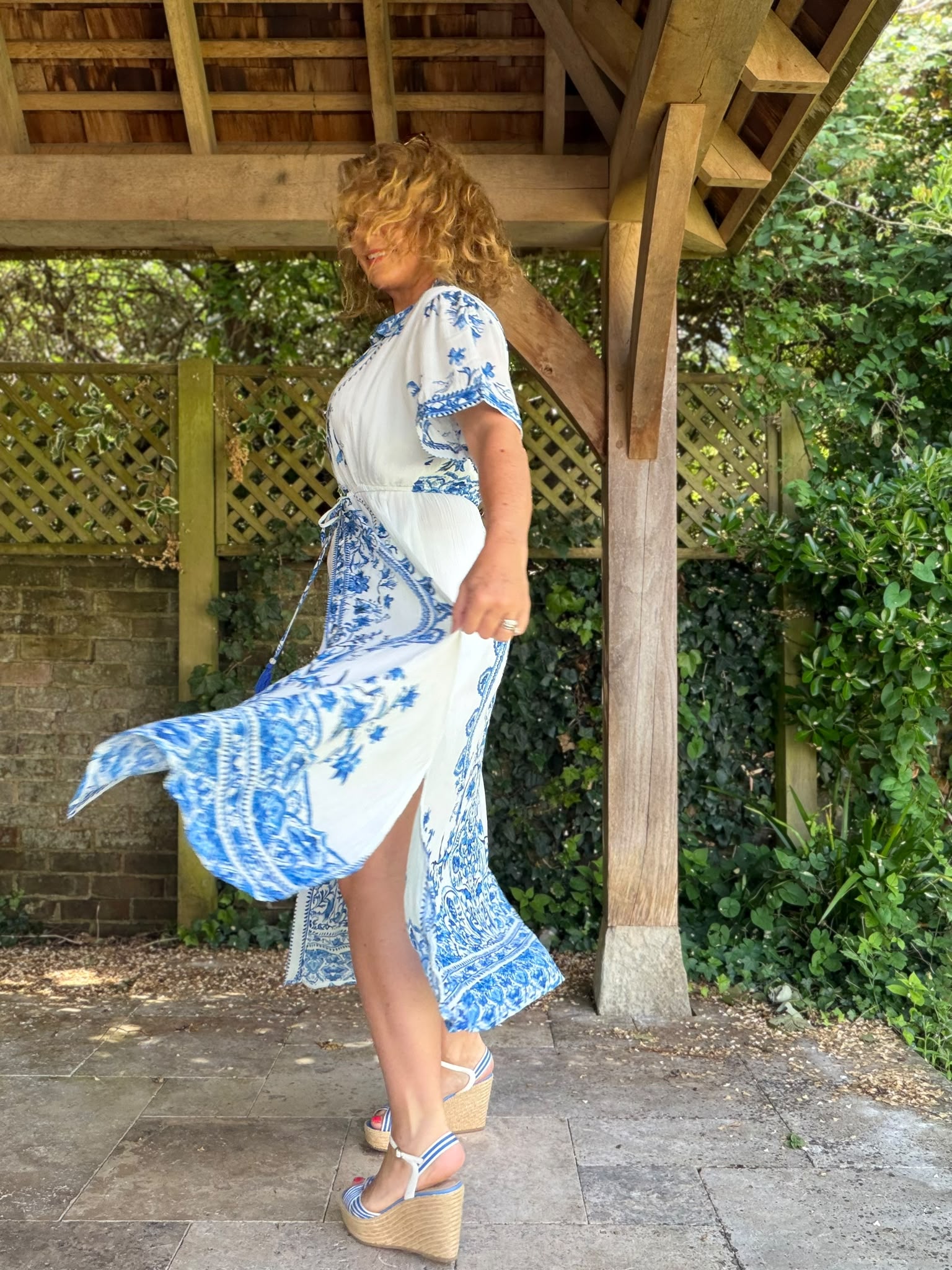 Azura Blue and White Tile Dress