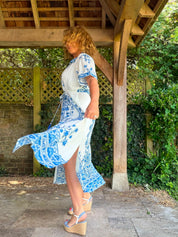 Azura Blue and White Tile Dress