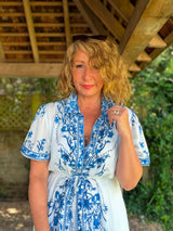 Azura Blue and White Tile Dress
