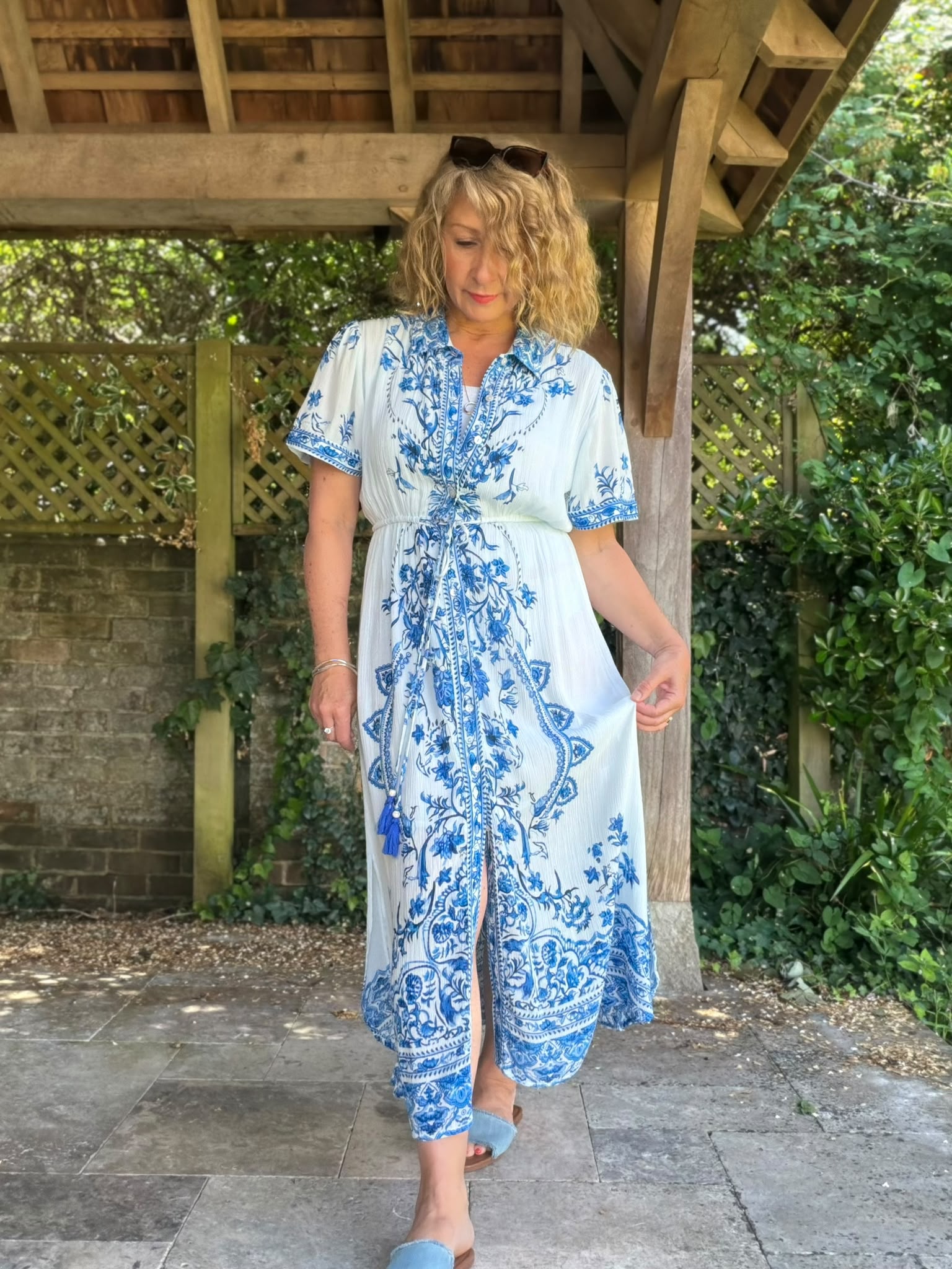 Azura Blue and White Tile Dress
